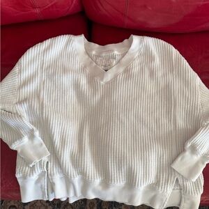American Eagle Outfitters White V-Neck Sweatshirt